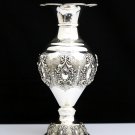 STUNNING 925 STERLING SILVER INTRICATE REPOUSSE FLORAL MOTIF TALL FLOWER VASE ~N
