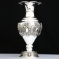 STUNNING 925 STERLING SILVER INTRICATE REPOUSSE FLORAL MOTIF TALL FLOWER VASE ~N
