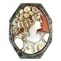 ANTIQUE 10K WHITE GOLD LADY & ROSES CARVED CORAL CAMEO BROOCH ~ GORGEOUS DETAIL