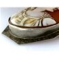 ANTIQUE 10K WHITE GOLD LADY & ROSES CARVED CORAL CAMEO BROOCH ~ GORGEOUS DETAIL