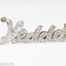PERSONALIZED NEDDA 14K  SOLID YELLOW & WHITE GOLD 3D DIAMOND NAME PLATE PENDANT
