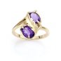 STUNNING 14K SOLID YELLOW GOLD & TWO OVAL SHAPED AMETHYST COCKTAIL RING SIZE 6.5