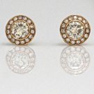18K ROSE GOLD 1.07CT ROUND DIAMOND HALO STUD EARRINGS & MECAN ALPHA BACKS - NEW