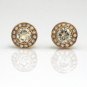 18K ROSE GOLD 1.07CT ROUND DIAMOND HALO STUD EARRINGS & MECAN ALPHA BACKS - NEW