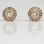 18K ROSE GOLD 1.07CT ROUND DIAMOND HALO STUD EARRINGS & MECAN ALPHA BACKS - NEW