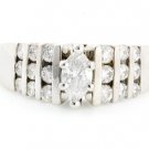 14K WHITE GOLD 1.01 TCW MARQUISE & ROUND CUT GENUINE DIAMOND ENGAGEMENT RING