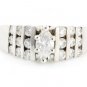 14K WHITE GOLD 1.01 TCW MARQUISE & ROUND CUT GENUINE DIAMOND ENGAGEMENT RING