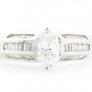 UNIQUE 14K WHITE GOLD 1.51 TCW GENUINE OVAL SHAPED DIAMOND ENGAGEMENT RING F/VS1