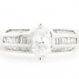 UNIQUE 14K WHITE GOLD 1.51 TCW GENUINE OVAL SHAPED DIAMOND ENGAGEMENT RING F/VS1