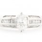 UNIQUE 14K WHITE GOLD 1.51 TCW GENUINE OVAL SHAPED DIAMOND ENGAGEMENT RING F/VS1