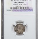 1896 PGV PUERTO RICO 10 CENT SILVER COIN KM#21 NGC FINE DET LOW MINT 1 YEAR TYPE