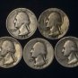 LOT 5 ~ 1935S 1936D 1948D 1941D 1951D WASHINGTON SILVER 25c QUARTER DOLLARS