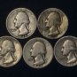 LOT 5 ~ 1935S 1936D 1948D 1941D 1951D WASHINGTON SILVER 25c QUARTER DOLLARS