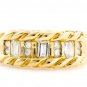 14K YELLOW GOLD ROUND & BAGUETTE DIAMOND UNIQUE BRAIDED RING .65 CARAT -F/VS2