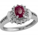 14K WHITE GOLD 1.42 CARAT OVAL RUBY & DIAMOND HALO RING ~ GORGEOUS!~ FREE SIZING