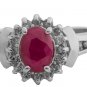 14K WHITE GOLD 1.42 CARAT OVAL RUBY & DIAMOND HALO RING ~ GORGEOUS!~ FREE SIZING