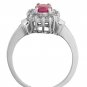 14K WHITE GOLD 1.42 CARAT OVAL RUBY & DIAMOND HALO RING ~ GORGEOUS!~ FREE SIZING