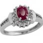 14K WHITE GOLD 1.42 CARAT OVAL RUBY & DIAMOND HALO RING ~ GORGEOUS!~ FREE SIZING
