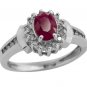 14K WHITE GOLD 1.42 CARAT OVAL RUBY & DIAMOND HALO RING ~ GORGEOUS!~ FREE SIZING