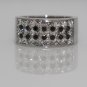 18K WHITE GOLD 2.54CT PRINCESS CUT & BLACK DIAMOND WIDE ANNIVERSARY BAND RING