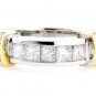 14K TWO TONE GOLD PRINCESS & ROUND DIAMOND UNIQUE RING 1.25 CARAT -E/SI1