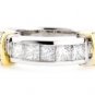 14K TWO TONE GOLD PRINCESS & ROUND DIAMOND UNIQUE RING 1.25 CARAT -E/SI1