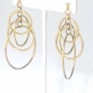 GOLD OVER 925 SILVER CIRCLE HOOP CHANDELIER EARRINGS ~UNIQUE ITALIAN DESIGN