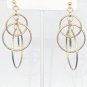 GOLD OVER 925 SILVER CIRCLE HOOP CHANDELIER EARRINGS ~UNIQUE ITALIAN DESIGN