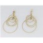 GOLD OVER 925 SILVER CIRCLE HOOP CHANDELIER EARRINGS ~UNIQUE ITALIAN DESIGN