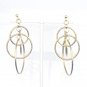 GOLD OVER 925 SILVER CIRCLE HOOP CHANDELIER EARRINGS ~UNIQUE ITALIAN DESIGN