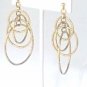 GOLD OVER 925 SILVER CIRCLE HOOP CHANDELIER EARRINGS ~UNIQUE ITALIAN DESIGN