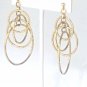 GOLD OVER 925 SILVER CIRCLE HOOP CHANDELIER EARRINGS ~UNIQUE ITALIAN DESIGN