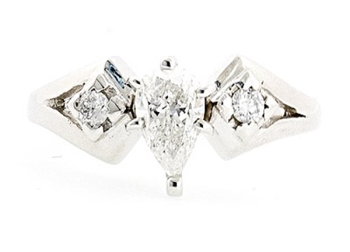 UNIQUE 0.81 Ct GENUINE PEAR SHAPED DIAMOND SOLID PLATINUM ENGAGEMENT RING H/SI1