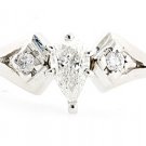 UNIQUE 0.81 Ct GENUINE PEAR SHAPED DIAMOND SOLID PLATINUM ENGAGEMENT RING H/SI1