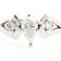 UNIQUE 0.81 Ct GENUINE PEAR SHAPED DIAMOND SOLID PLATINUM ENGAGEMENT RING H/SI1