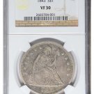 UNITED STATES 1843 SEATED LIBERTY 1 SILVER DOLLAR NGC VF 30 ~ EARLY LOW MINT!