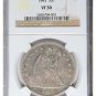 UNITED STATES 1843 SEATED LIBERTY 1 SILVER DOLLAR NGC VF 30 ~ EARLY LOW MINT!
