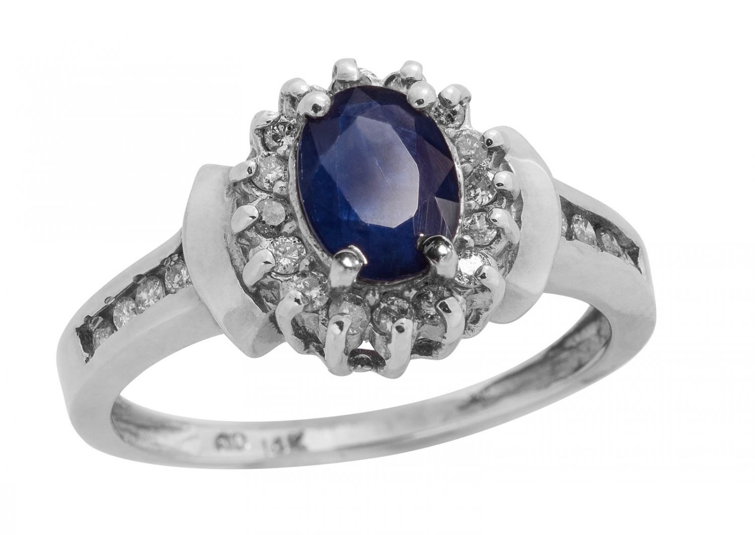 14K WHITE GOLD 1.36 TCW OVAL SAPPHIRE & DIAMOND HALO RING ~GORGEOUS~ FREE SIZING