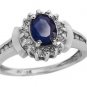 14K WHITE GOLD 1.36 TCW OVAL SAPPHIRE & DIAMOND HALO RING ~GORGEOUS~ FREE SIZING