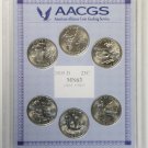 2009 D DC & US TERRITORIES WASHINGTON QUARTERS SET OF 6 DENVER COINS AACGS MS 63