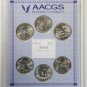 2009 D DC & US TERRITORIES WASHINGTON QUARTERS SET OF 6 DENVER COINS AACGS MS 63