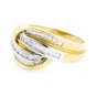 14K TWO TONE GOLD ROUND & BAGUETTE DIAMOND WEDDING ANNIVERSARY RING 1.05CT G/SI2