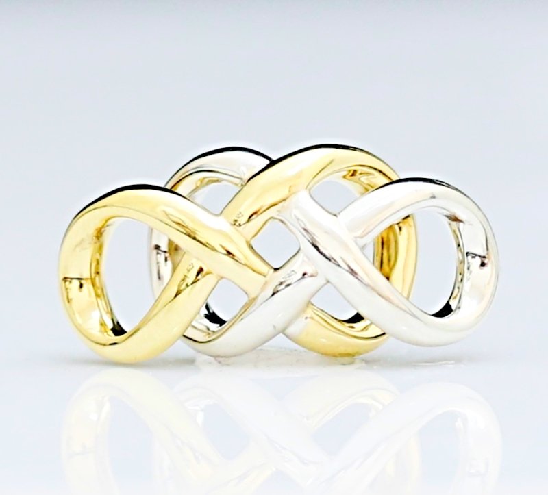 CLASSIC 14K SOLID TWO-TONE GOLD BRAIDED INTERLOCKING PENDANT NECKLACE ENHANCER