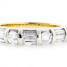 BEAUTIFUL 14K TWO TONE GOLD 1.20 TCW ROUND & BAGUETTE DIAMOND RING ~ G/SI1