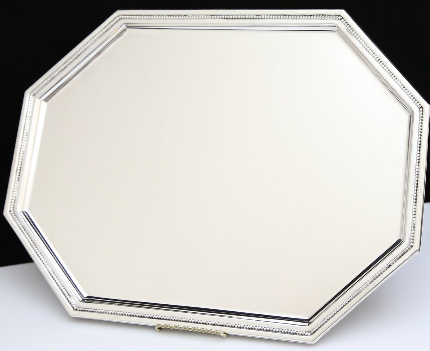 STUNNING SOLID 925 STERLING SILVER MODERN ELONGATED OCTAGON TRAY PLATTER ~LARGE!