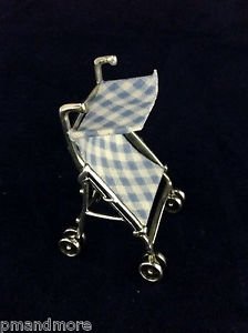 .925 SOLID Sterling Silver Decorative Art Dollhouse miniature Baby Boy Stroller