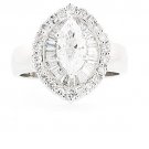 MAGNIFICENT 14K WHITE GOLD MARQUISE CUT DIAMOND HALO ENGAGEMENT RING ~ 2.01 TCW