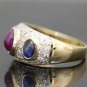 STUNNING 14K YELLOW GOLD 2.75 TCW RUBY EMERALD SAPPHIRE DIAMOND PAVE ESTATE RING