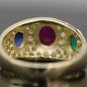 STUNNING 14K YELLOW GOLD 2.75 TCW RUBY EMERALD SAPPHIRE DIAMOND PAVE ESTATE RING