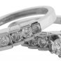 14K GOLD PYRAMID STEP DESIGN 1.25 CARAT DIAMOND ENGAGEMENT & WEDDING RING SET